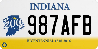 IN license plate 987AFB