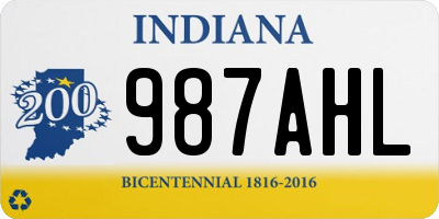 IN license plate 987AHL