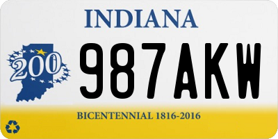 IN license plate 987AKW