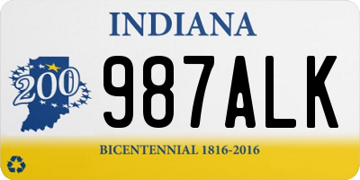 IN license plate 987ALK