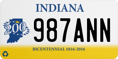 IN license plate 987ANN