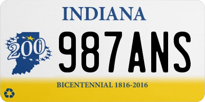 IN license plate 987ANS