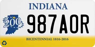 IN license plate 987AOR