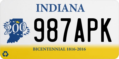 IN license plate 987APK