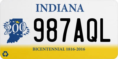 IN license plate 987AQL