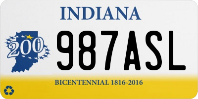 IN license plate 987ASL