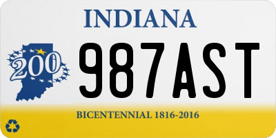 IN license plate 987AST