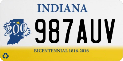 IN license plate 987AUV