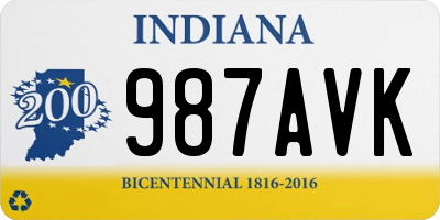 IN license plate 987AVK