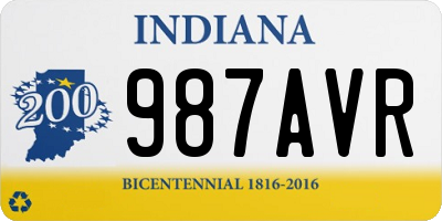 IN license plate 987AVR