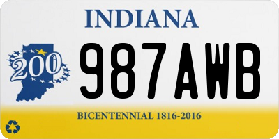 IN license plate 987AWB