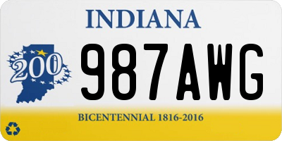 IN license plate 987AWG