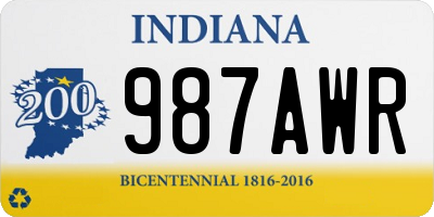 IN license plate 987AWR