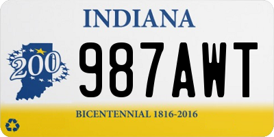 IN license plate 987AWT