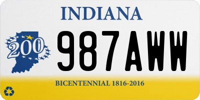 IN license plate 987AWW