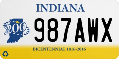 IN license plate 987AWX