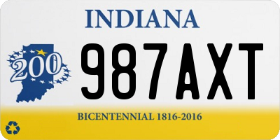 IN license plate 987AXT
