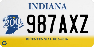 IN license plate 987AXZ