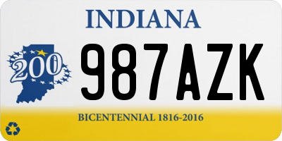 IN license plate 987AZK