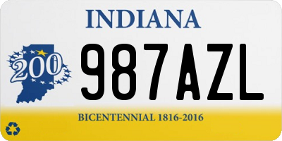 IN license plate 987AZL