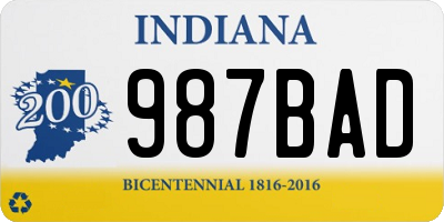 IN license plate 987BAD