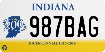 IN license plate 987BAG