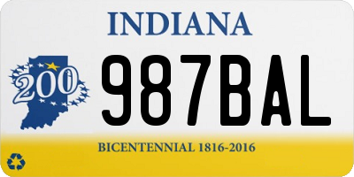 IN license plate 987BAL