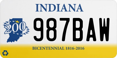 IN license plate 987BAW