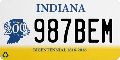IN license plate 987BEM