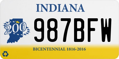 IN license plate 987BFW