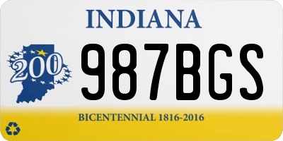 IN license plate 987BGS