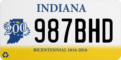 IN license plate 987BHD