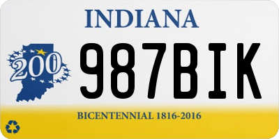 IN license plate 987BIK