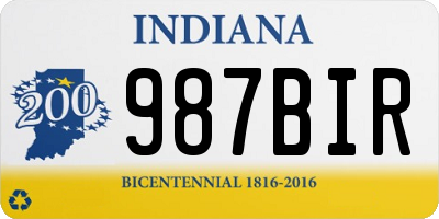 IN license plate 987BIR