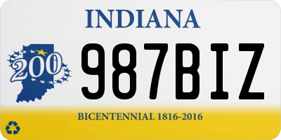 IN license plate 987BIZ