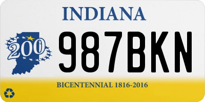 IN license plate 987BKN