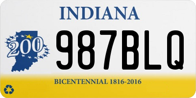 IN license plate 987BLQ