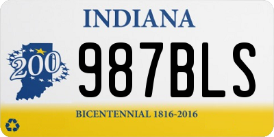 IN license plate 987BLS