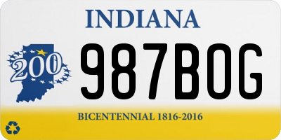 IN license plate 987BOG