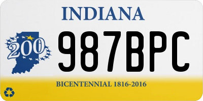 IN license plate 987BPC
