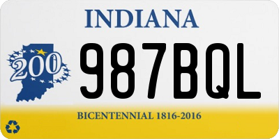 IN license plate 987BQL