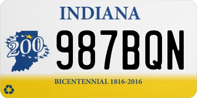 IN license plate 987BQN