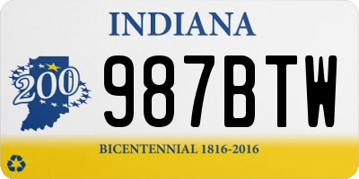 IN license plate 987BTW