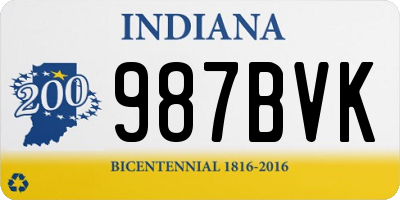 IN license plate 987BVK