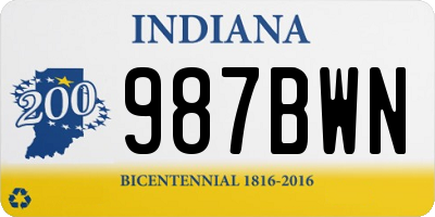 IN license plate 987BWN