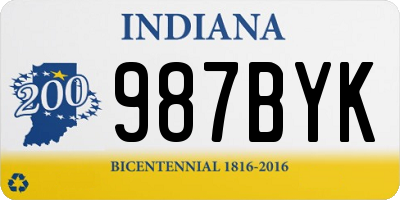 IN license plate 987BYK
