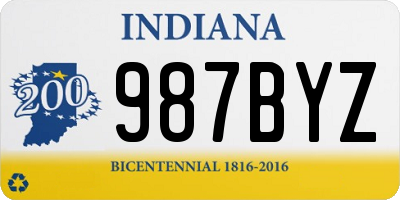 IN license plate 987BYZ