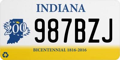 IN license plate 987BZJ