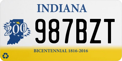 IN license plate 987BZT