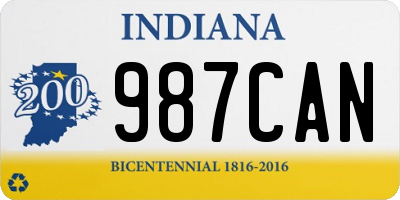 IN license plate 987CAN